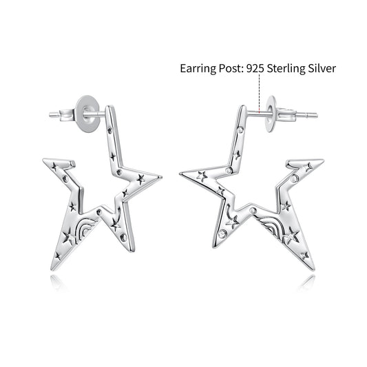 925 Sterling Silver White Gold Plated 2.3 cm Copper Earrings for Women
