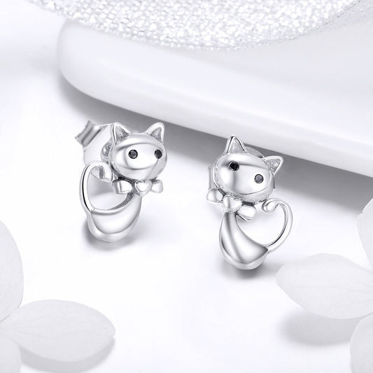 925 Sterling Silver Earrings with Pavé Setting in Oxidized Finish