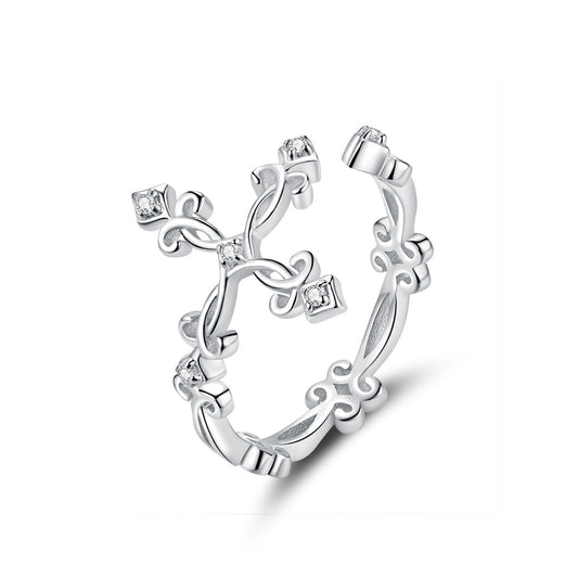 Anillo de plata de ley 925 con pavé de circonitas de 0,4 cm de ancho