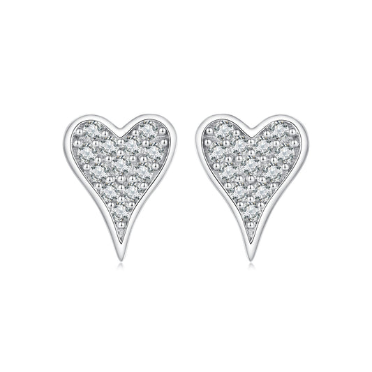 925 Sterling Silver White Gold Plated Pavé CZ Earrings - view 2