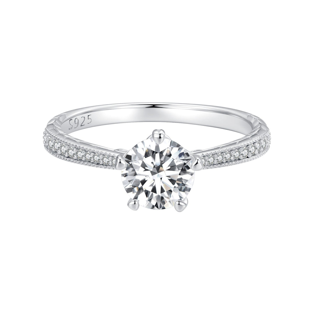 925 Sterling Silver Moissanite 0.8ct Ring Size 6 for Women