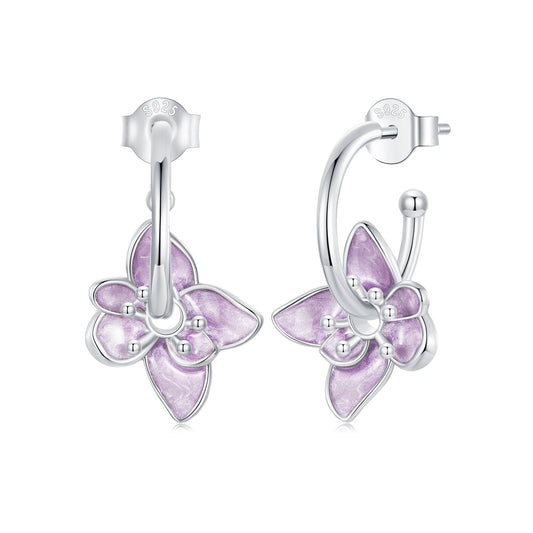 925 Sterling Silver Enamel White Gold Plated Earrings Size 20*14mm - view 2
