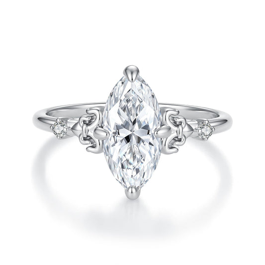 925 Sterling Silver White Gold Plated Moissanite Size 6 Ring for Women