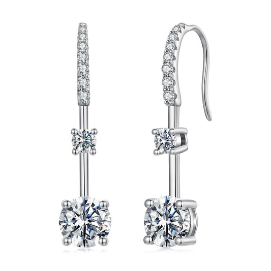 925 Sterling Silver Moissanite 1.00 Carat Earrings for Women