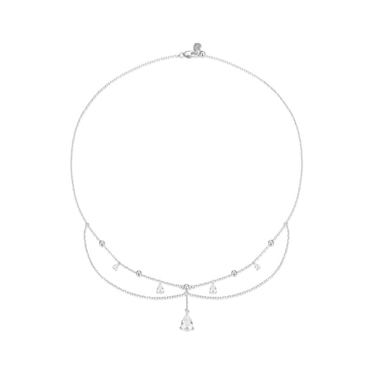 925 Sterling Silver 400mm CZ Pavé Setting Necklace for Women