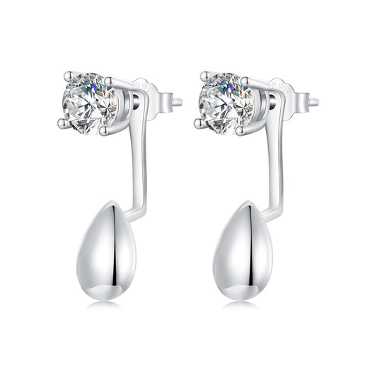 925 Sterling Silver Plated White Gold Earrings with Pavé Setting CZ
