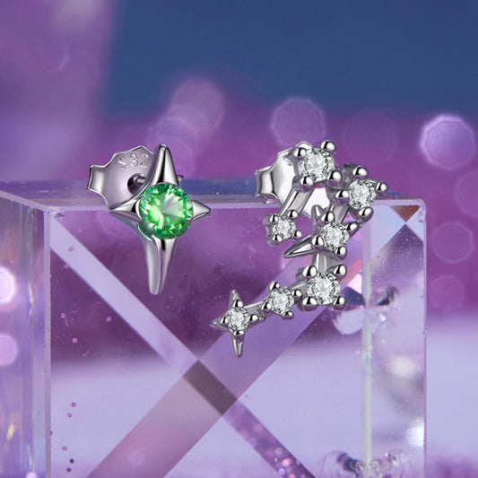 925 Sterling Silver White Gold Plated Star & Constellation Earrings for Women - view 2