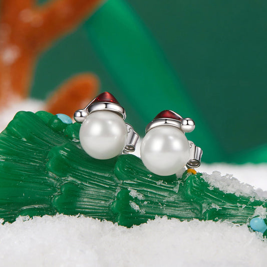 925 Sterling Silver White Gold Plated Enamel Earrings with Shell Pearl for Women - view 2