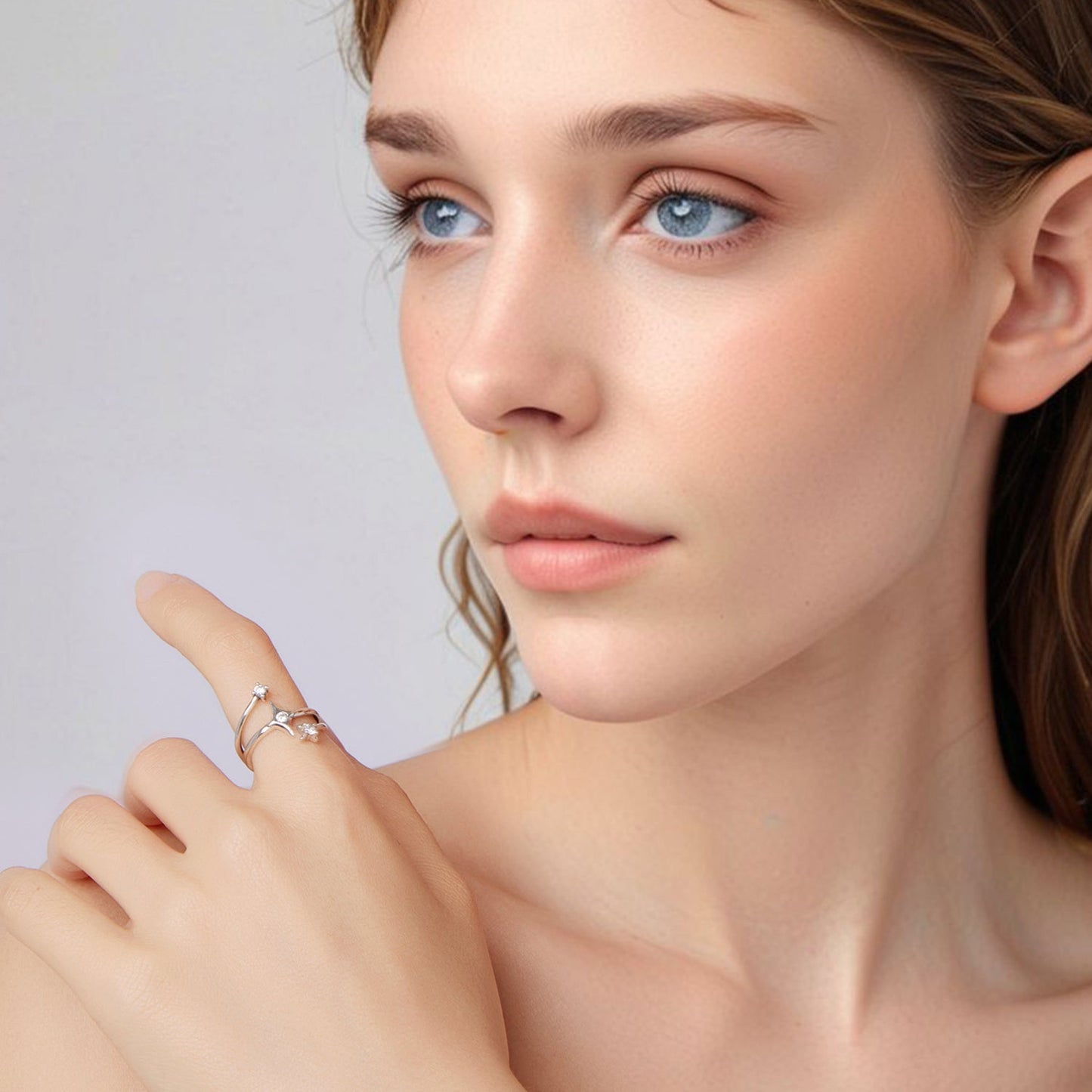 925 Sterling Silver Oxidized CZ Ring with Pavé Setting for Women