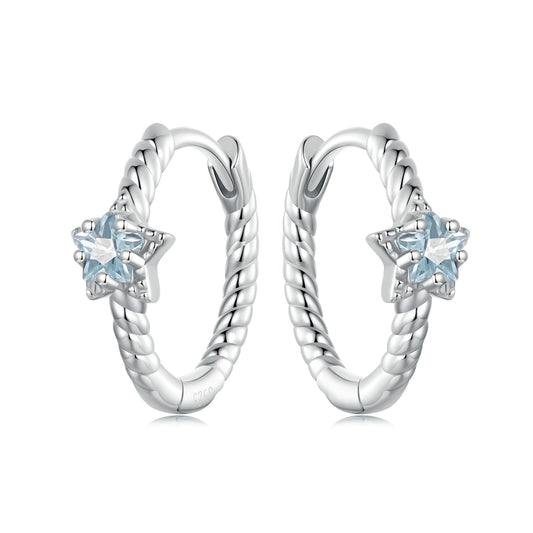 925 Sterling Silver Earrings with CZ and White Gold Plating, 1.3cm for Women - view 2