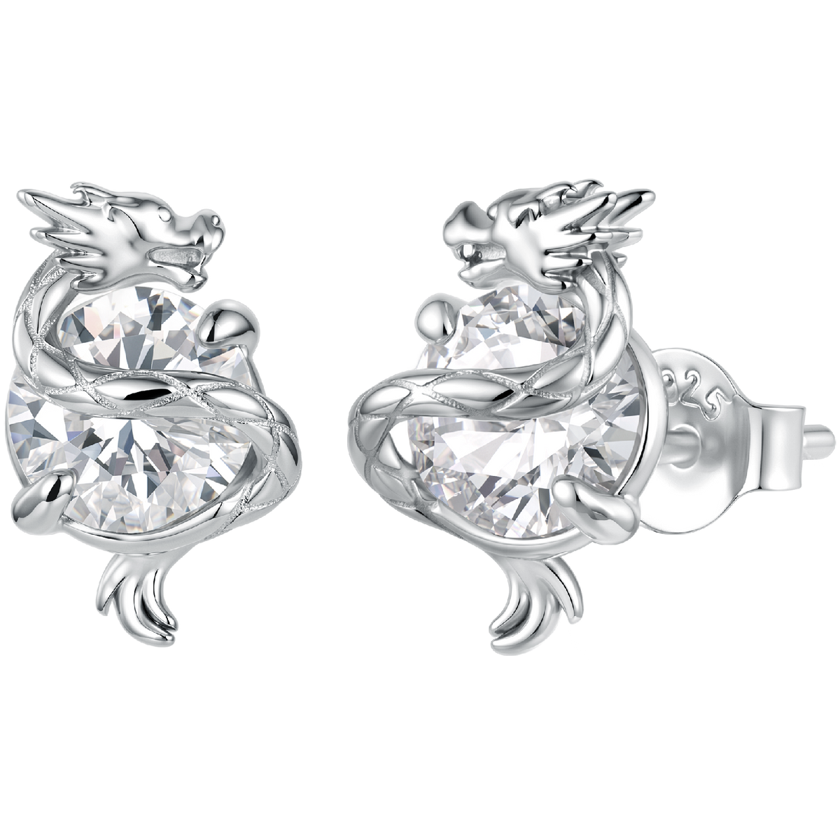 925 Sterling Silver White Gold Plated CZ Pavé Set 1.2 x 0.7 cm Earrings for Women