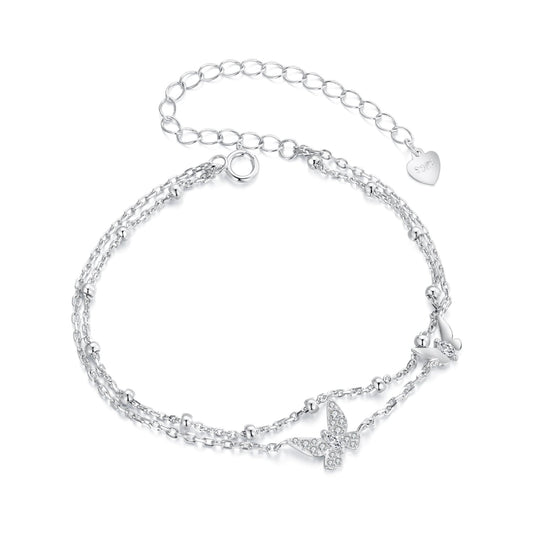 925 Sterling Silver Bracelets with Platinum Plating and CZ Stones - 150+60mm
