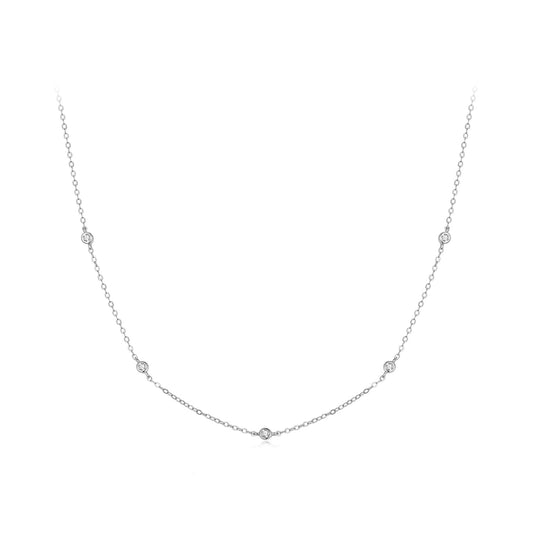 925 Sterling Silver White Gold Plated Adjustable Moissanite Necklace for Women