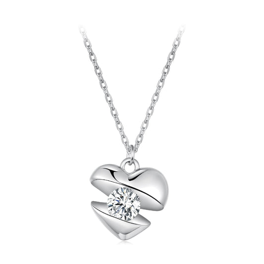 925 Sterling Silver White Gold Plated 40cm+5cm Length CZ Necklace for Women