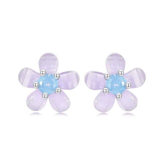 925 Sterling Silver Opal 8mm Earrings for Women