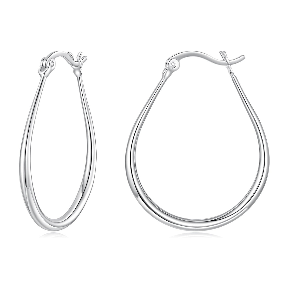 925 Sterling Silver Earrings for Women - 2.9x0.2cm, Plated White Gold, Style L