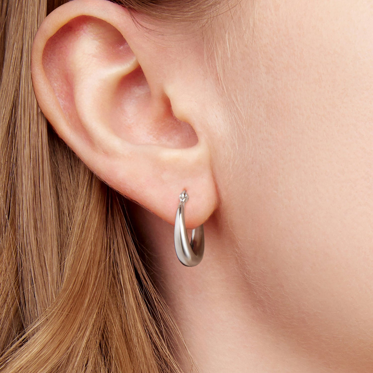 925 Sterling Silver White Gold Plated Earrings 3.0*0.7cm for Women