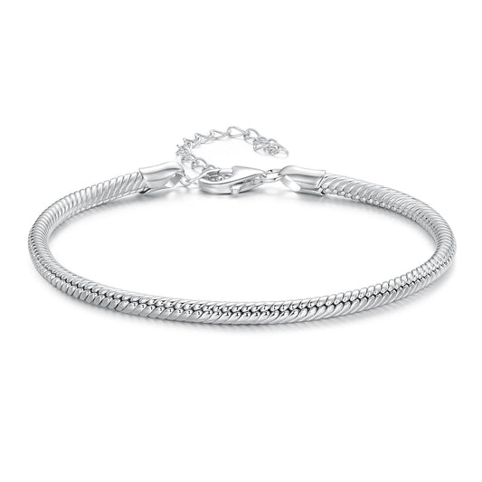925 Sterling Silver Plated Platinum Bracelet with Adjustable Length for Women