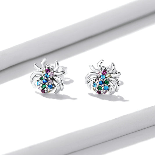 925 Sterling Silver Earrings with Pavé Setting CZ, Oxidized Silver, 0.7*0.8 cm for Women - view 2