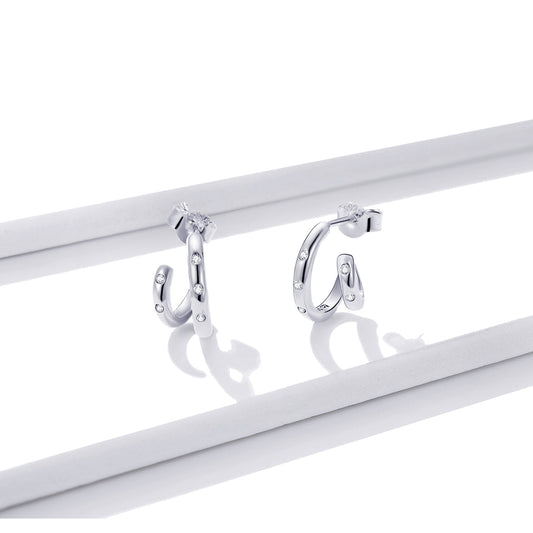 925 Sterling Silver Earrings with Pavé Setting CZ - view 2