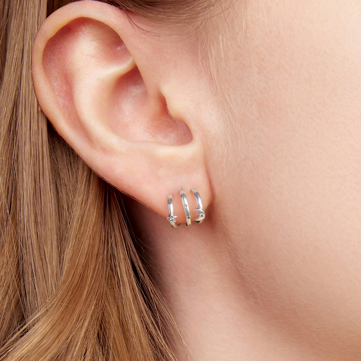925 Sterling Silver Earrings with Pavé Setting CZ - Oxidized Silver, 1.1cm for Women
