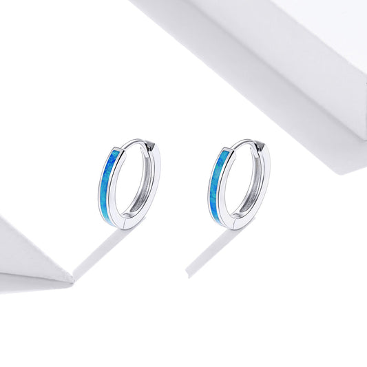 925 Sterling Silver + Platinum Translucent Opal Earrings for Women