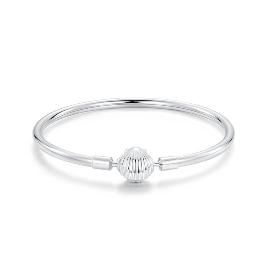 925 Sterling Silver White Gold Plated Bracelet 17.0 cm Inner Diameter 55mm for Women