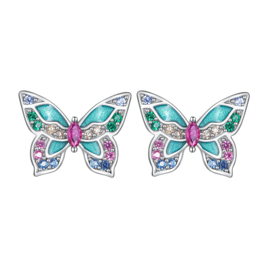 925 Sterling Silver Earrings with Enamel and CZ for Women