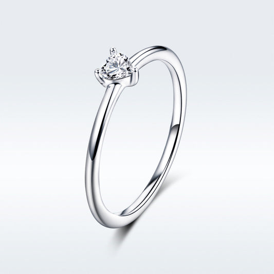 Anillo de plata de ley 925, talla 6.0, con circonita y baño de platino para mujer