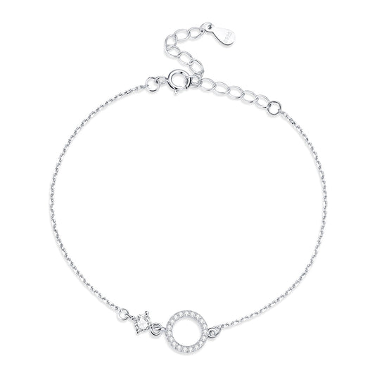 925 Sterling Silver Adjustable Bracelet with Pavé Set CZ for Women