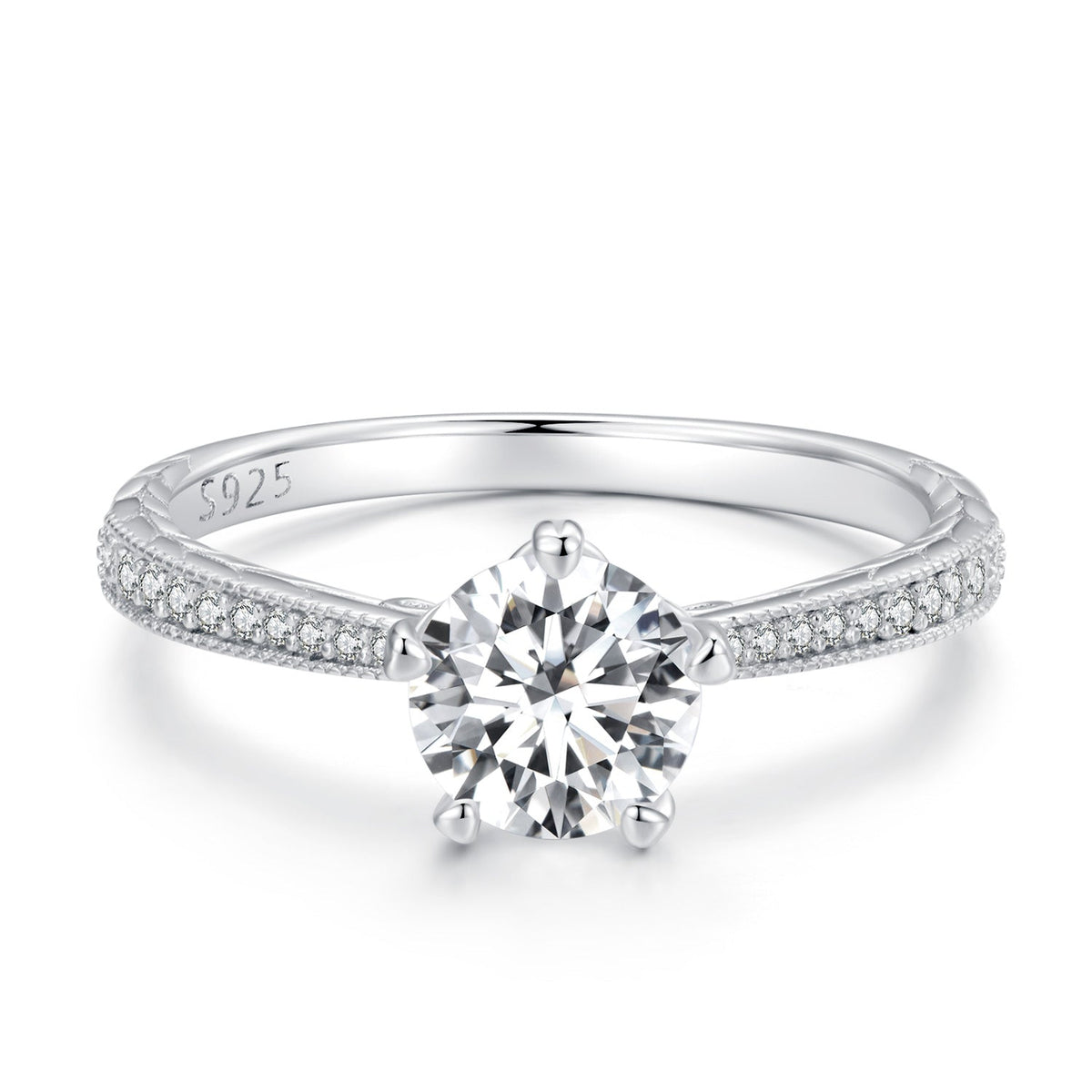 925 Sterling Silver Moissanite 0.8ct Ring Size 6 for Women