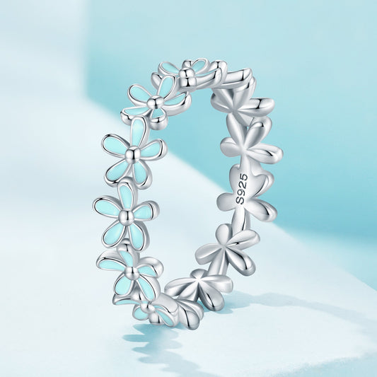 Anillo de plata de ley 925 con esmalte y baño de platino, talla 6, para mujer