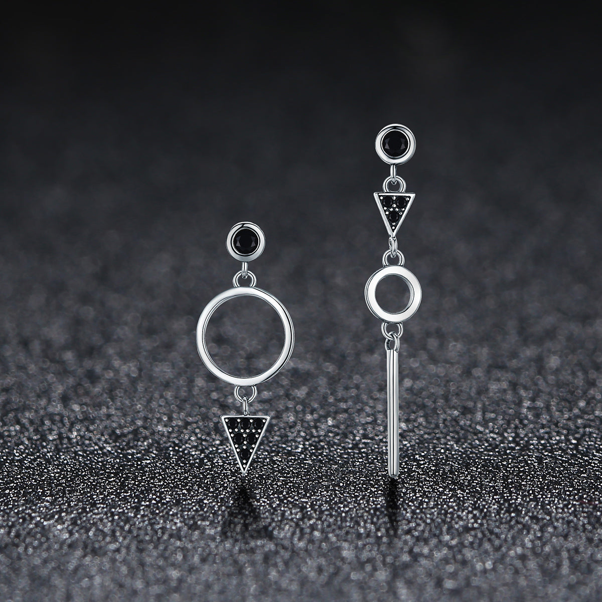925 Sterling Silver Oxidized Pavé Setting CZ Earrings