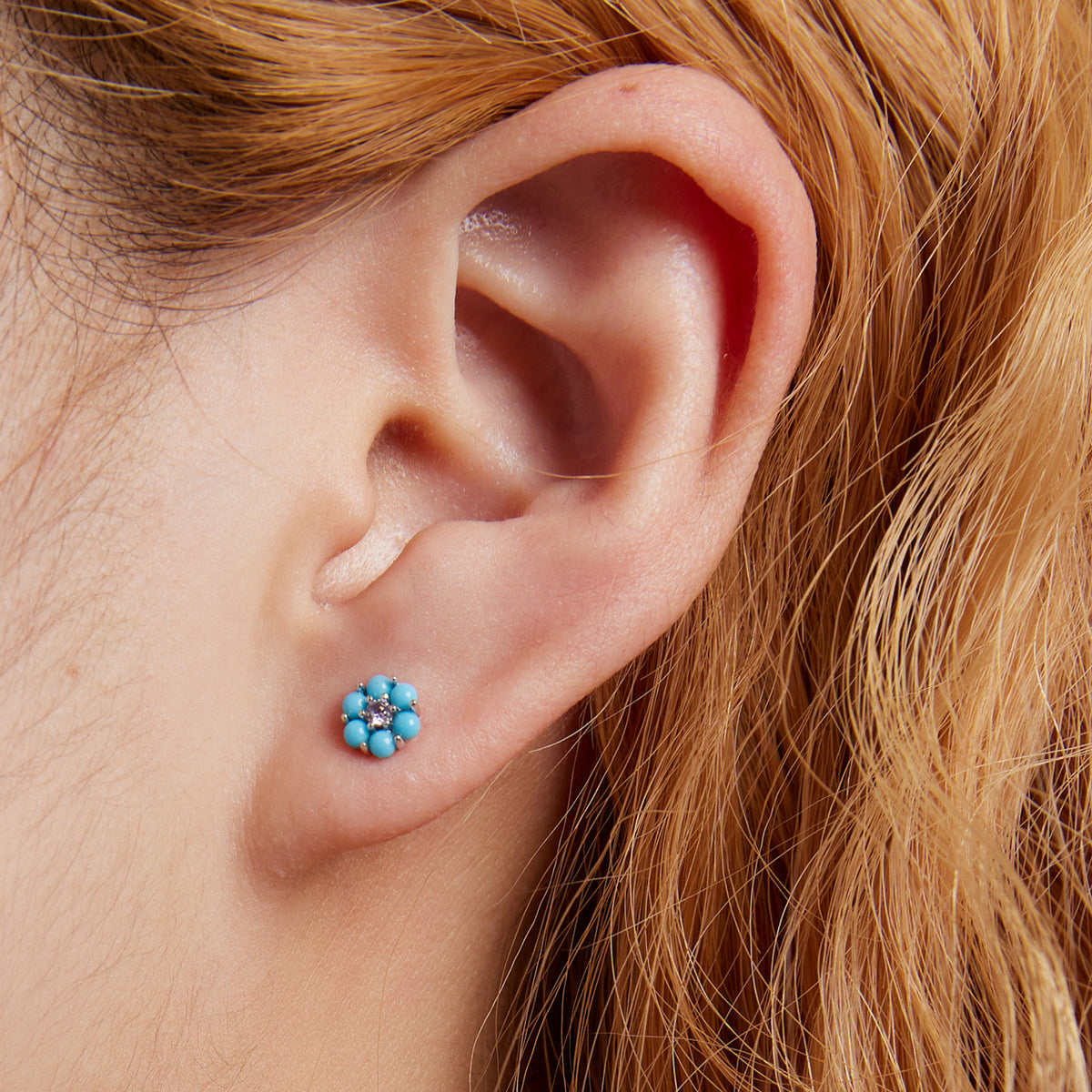 925 Sterling Silver Turquoise Pavé Setting CZ Earrings for Women
