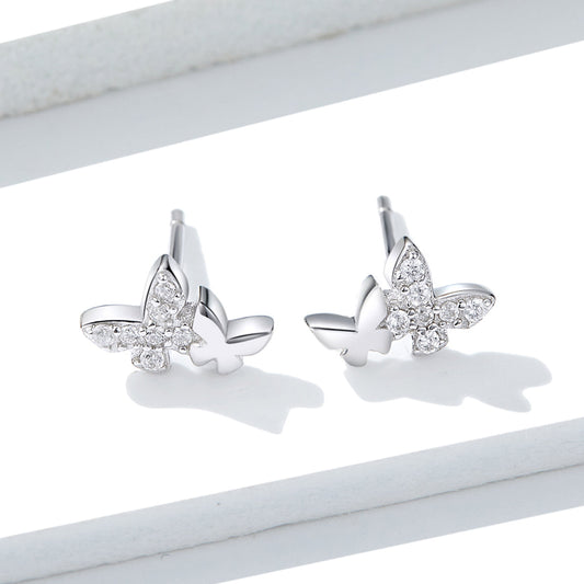 925 Sterling Silver Earrings with Pavé Setting CZ - 0.6*0.9cm - view 2