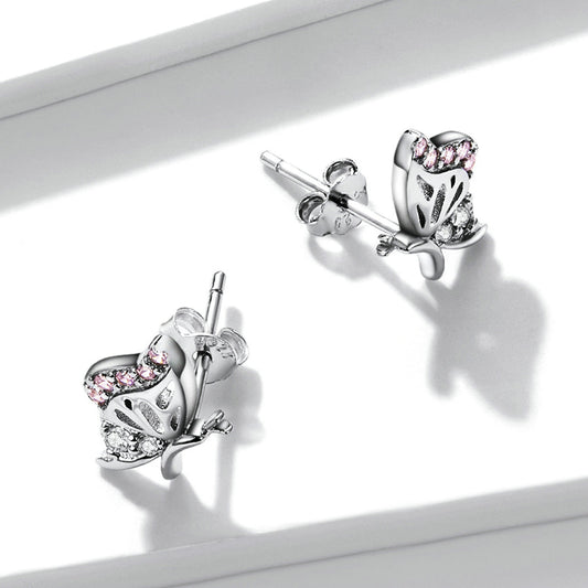 925 Sterling Silver Earrings with CZ in Pavé Setting - view 2