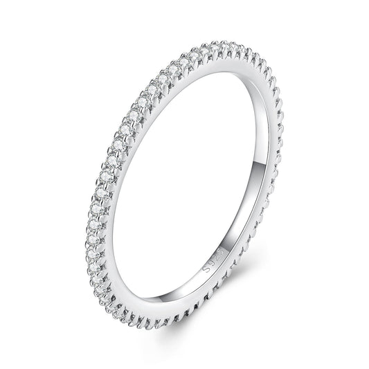 925 Sterling Silver Moissanite 0.005ct 1.4mm Ring Size 6 for Women