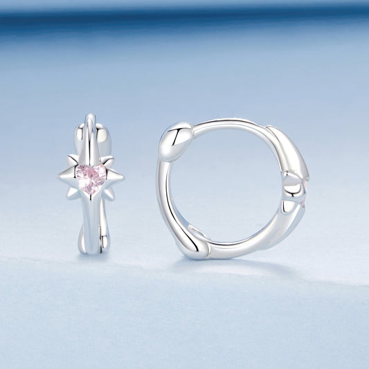 925 Sterling Silver White Gold Plated Earrings with CZ for Women - view 2