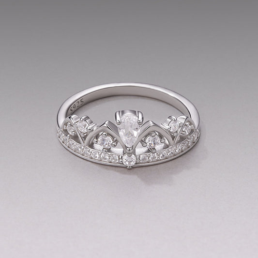 925 Sterling Silver Pavé Setting CZ White Gold Plated Ring Size 6 for Women