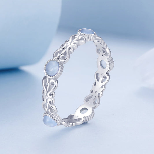 Anillo de plata de ley 925 chapado en platino de 4 mm para mujer, talla 6.0