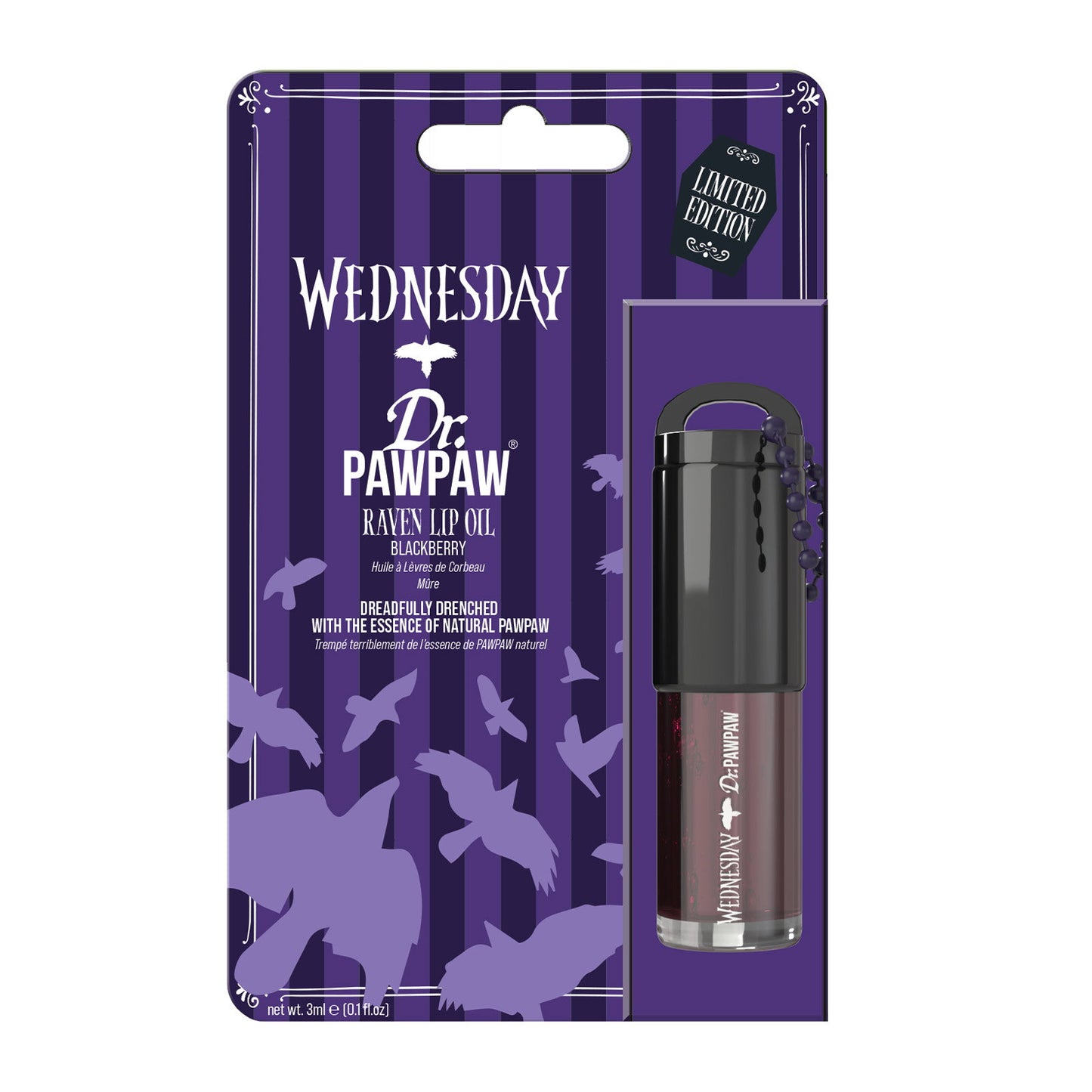 Dr. PawPaw, Wednesday, Vegan & Cruelty-Free, Glossy, Lip Oil, Blackberry, 3 ml