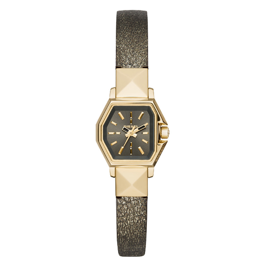 Diesel Women's Z Backup Watch 25mm Grey Dial Brown Leather Strap