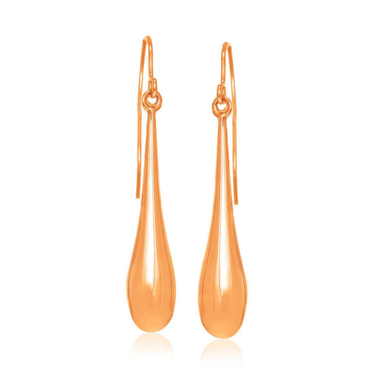 14k Rose Gold Long Polished Teardrop Dangling Earrings - view 2