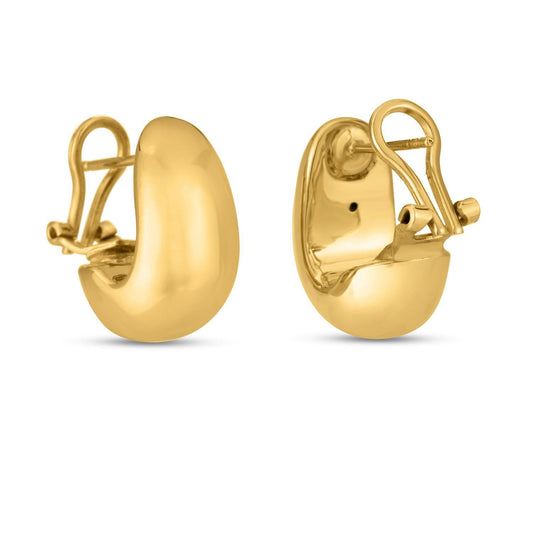 Arracadas Omega Elegantes de Oro Amarillo de 14k