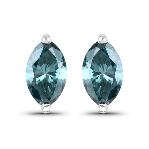 Pendientes de oro blanco de 14 quilates con diamantes azules genuinos de 0,69 quilates