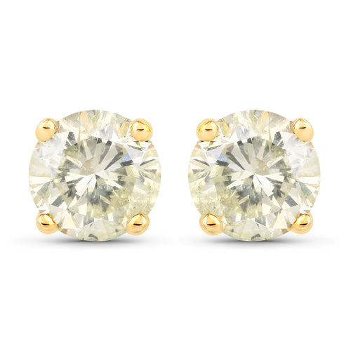 1.24 Carat Genuine LB Diamond 14K Yellow Gold Earrings