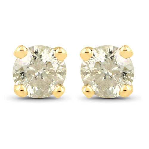 Pendientes de oro amarillo de 14K con diamantes LB genuinos de 0,92 quilates