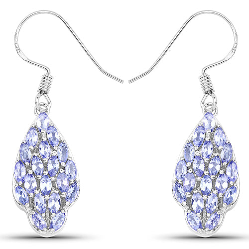 3.04 Carat Genuine Tanzanite .925 Sterling Silver Earrings