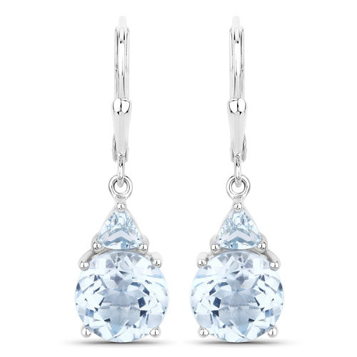 7.52 Carat Genuine Baby Swiss Blue Topaz and Blue Topaz .925 Sterling Silver Earrings - view 2