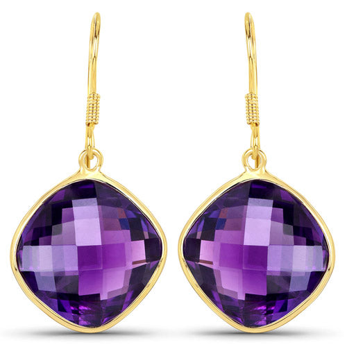 24.60 Carat Genuine Amethyst .925 Sterling Silver Earrings - view 2